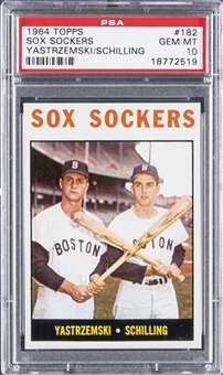1964 Topps "Sox Sockers" #182 Carl Yastrzemski/Chuck Schilling - PSA GEM MT 10 - Pop. 1 of 2!